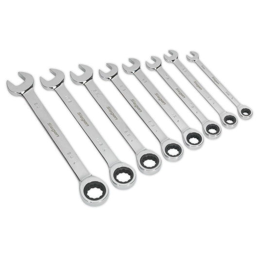 Sealey Combination Ratchet Spanner Set 8pc Imperial S0984