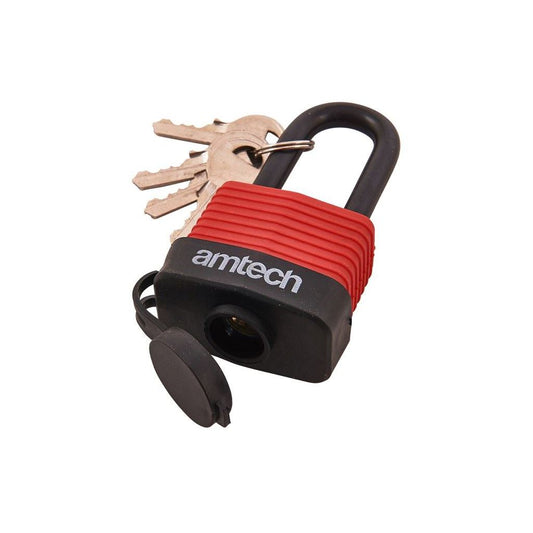 Weatherproof Long Shackle 40mm Security Padlock & 4 Keys Garage Home Safety Lock