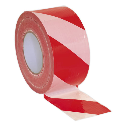 Sealey Hazard Barrier Tape 80mm x 100m Red/White Non-Adhesive BTRW
