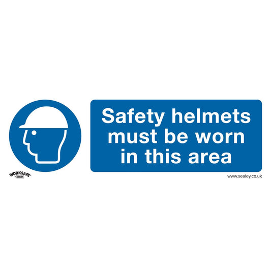 Sealey Adhes. Sign-Safety Helmets Must Be Worn In This Area-Pk10 SS8V10