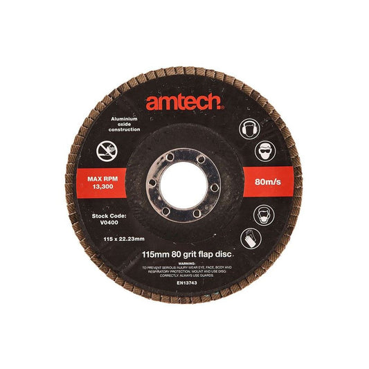 Amtech 115mm 80 Grit Aluminium Oxide Flap Discs/4 1/2" Angle Grinder Workshop