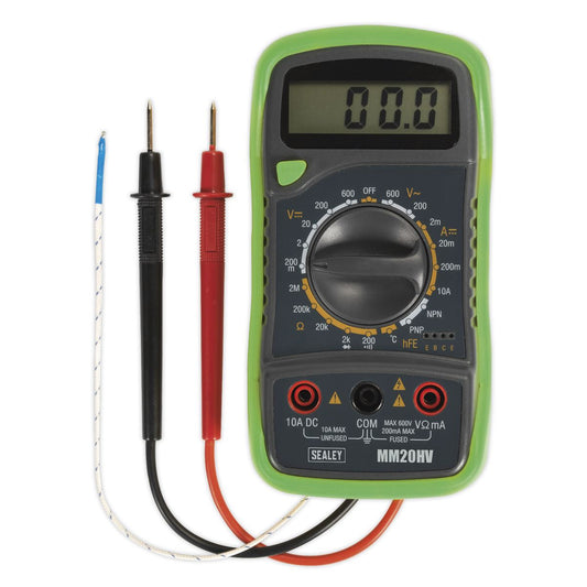 Sealey Digital Multimeter 8-Function with Thermocouple Hi-Vis MM20HV