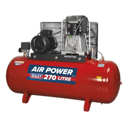 Sealey Air Compressor 270L Belt Drive 7.5hp 3ph 2-Stage SAC52775B