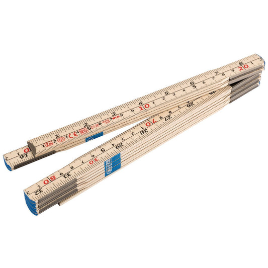 Draper 2M / 2 Metre Wooden/Wood Folding Rule/Ruler/Measure mm/Cm/Inch 20703