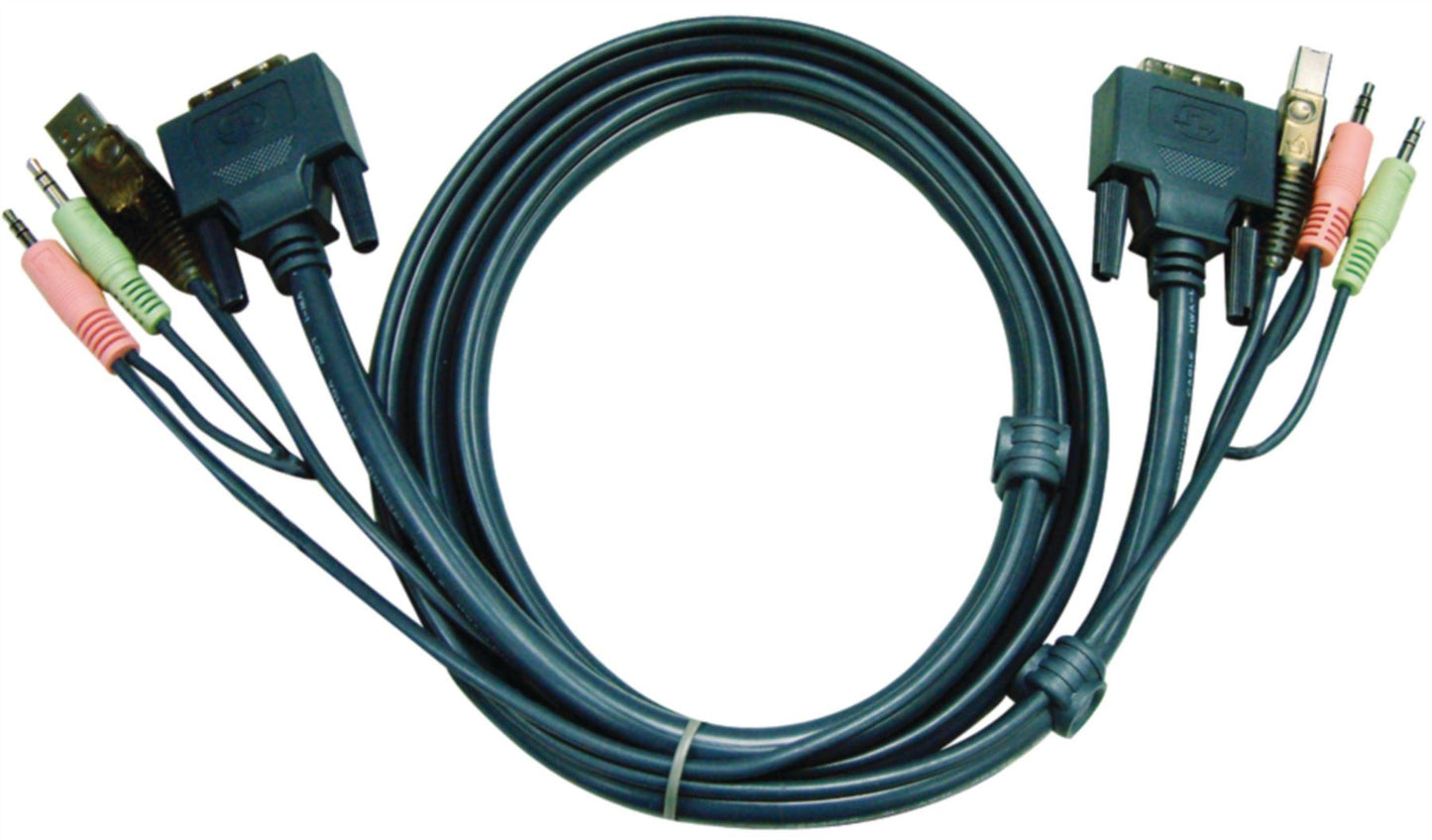 Aten KVM Cable DVI-D 24+1-Pin Male/USB A Male/2x 3.5mm Male to DVI-D 24+1-Pin 5m